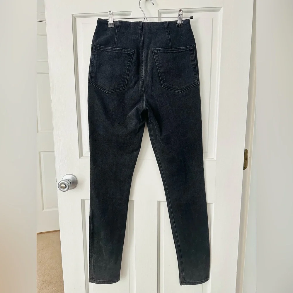 Reformation Niki Jean in Argentine Black Denim Zippers Skinny Size 26 - Picture 4 of 14